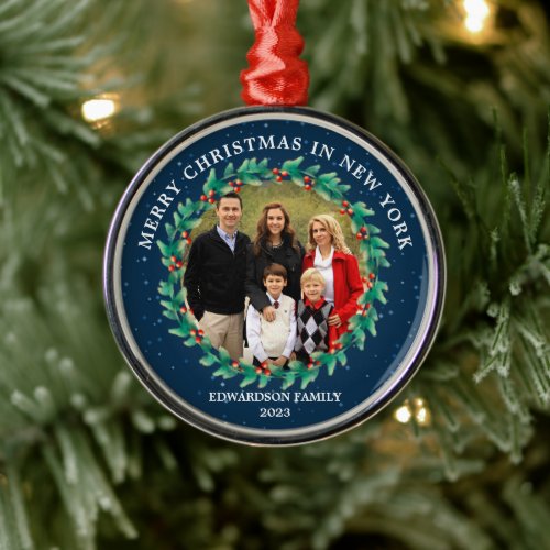 Merry Christmas in your home place photo Metal Ornament
