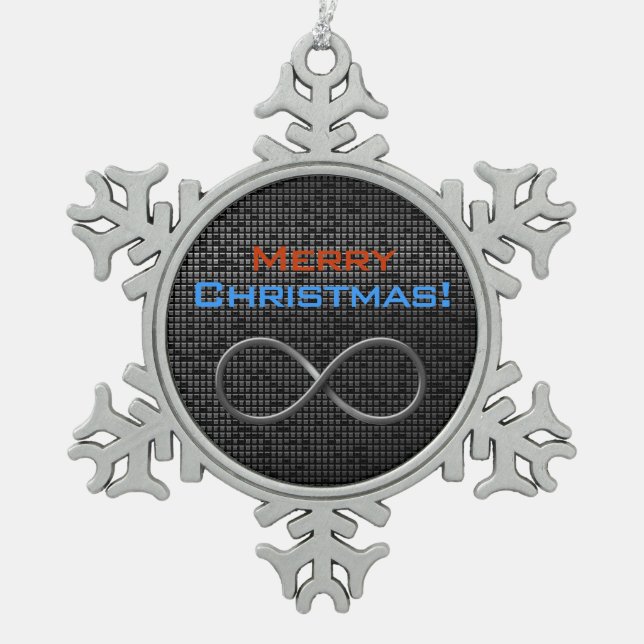 Merry Christmas! - Infinity Christmas Snowflake Pewter Christmas Ornament (Front)