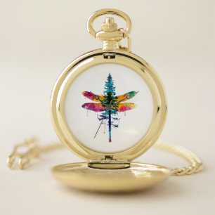 Merry Christmas insect Lover Xmas Dragonfly Christ Pocket Watch