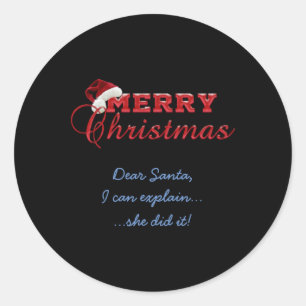 Merry Christmas Insettia Wreath Monogram T Shirt Classic Round Sticker