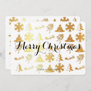 Merry Christmas invitation card in white and gold