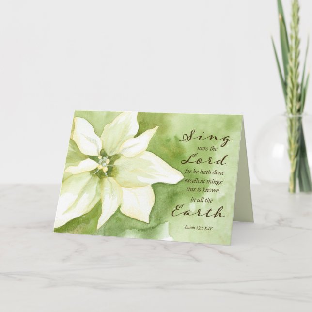 Merry Christmas Isaiah Bible Scripture Poinsettia Card (Front)