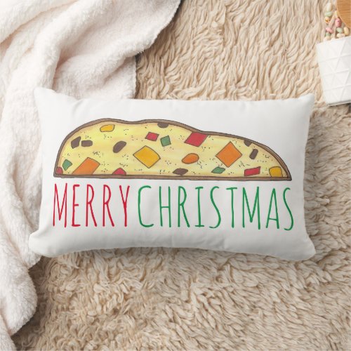 Merry Christmas Italian Bakery Fruitcake Biscotti Lumbar Pillow