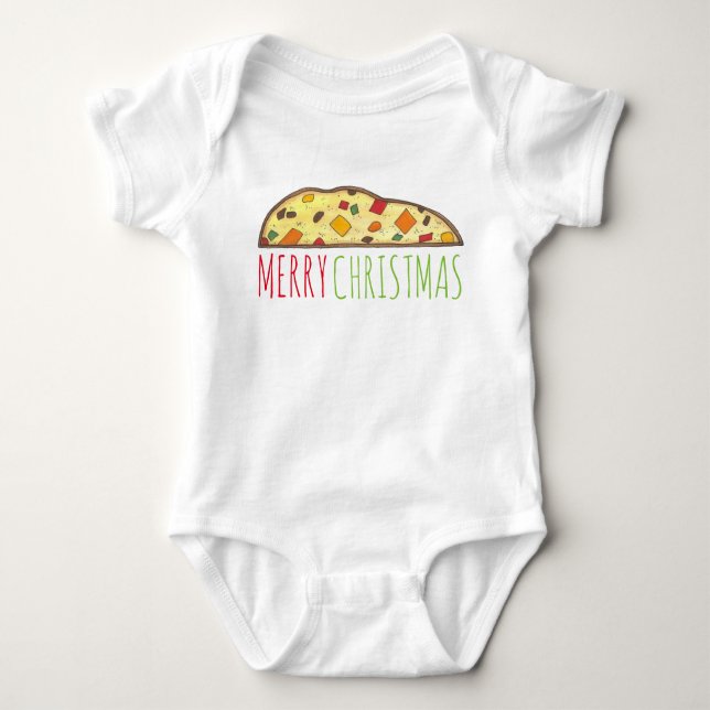 Merry Christmas Italian Bakery Holiday Biscotti Baby Bodysuit (Front)
