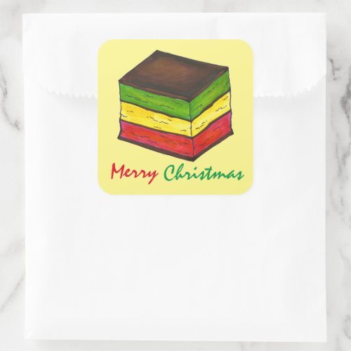 Merry Christmas Italian Bakery Rainbow Cookie Square Sticker