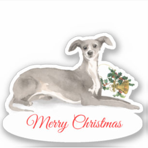 Merry Christmas Italian Greyhound Custom-Cut Vinyl Sticker