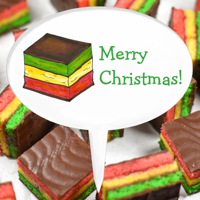 Merry Christmas Italian Rainbow Seven Layer Cookie Cake Topper (Italian Rainbow Cake Pick)
