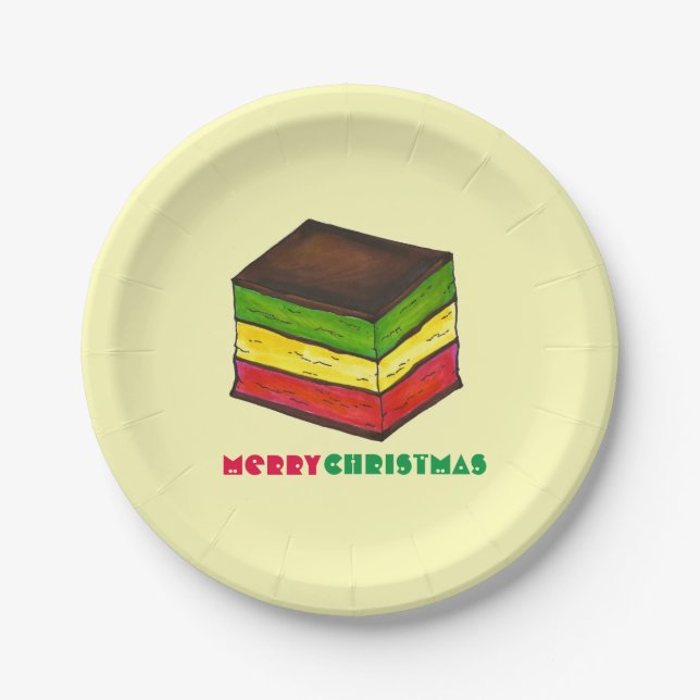 Merry Christmas Italian Rainbow Seven Layer Cookie Paper Plates (Front)