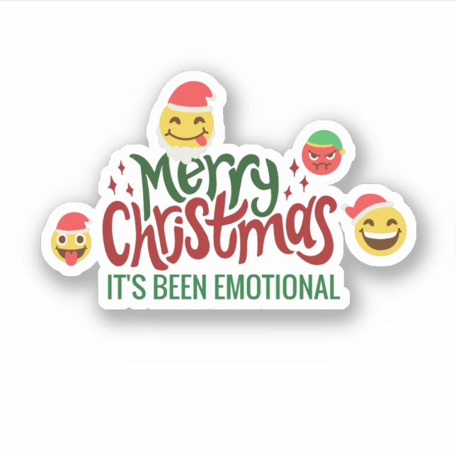 Merry Christmas It's Been EMOTIONAL Funny EMOJI Sticker (Front)