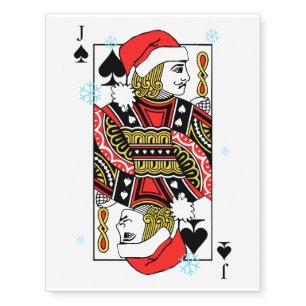 Merry Christmas Jack of Spades Temporary Tattoos