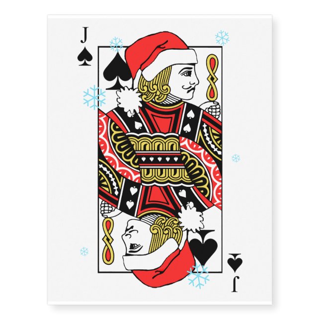 Merry Christmas Jack of Spades Temporary Tattoos (Front)