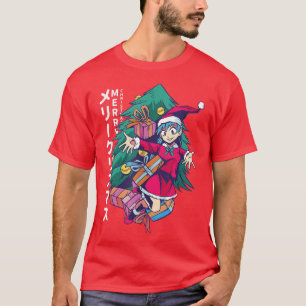 Merry Christmas Japanese Girl Anime Manga giving p T-Shirt