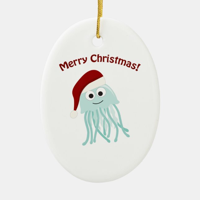 Merry Christmas! Jellyfish Ceramic Ornament (Front)