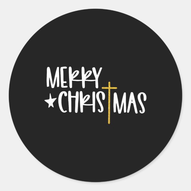 Merry Christmas Jesus Cross Christian Religious Fa Classic Round Sticker (Front)