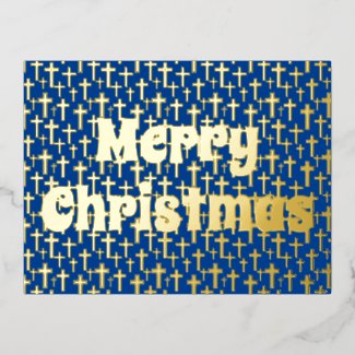 Merry Christmas Jesus cross elegant royal blue