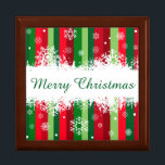 Merry Christmas Jewelry Box<br><div class="desc">Merry Christmas illustration with snowflakes decoration on colorful striped background</div>