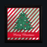 Merry Christmas Jewelry Box<br><div class="desc">Christmas illustration with Christmas tree decoration on colorful striped background</div>