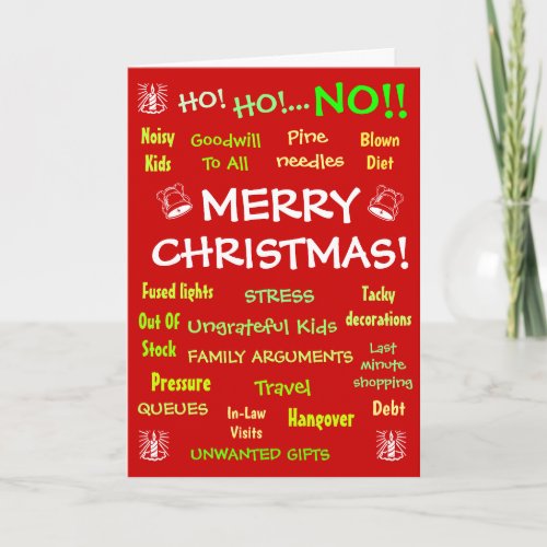 Merry Christmas Joke Card Funny Bah Humbug Words