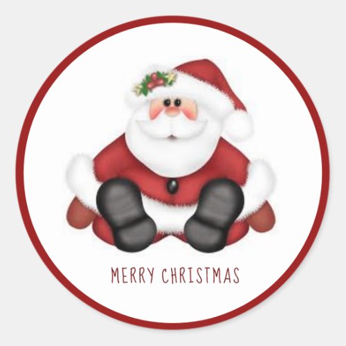 Merry Christmas Jolly Santa Claus Classic Round Sticker