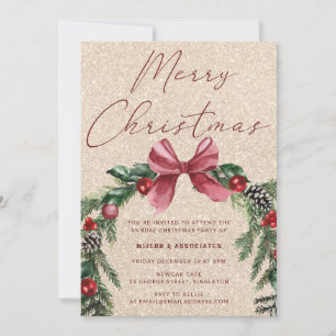 Merry Christmas Jolly Wreath Christmas Party Invitation
