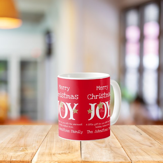 Merry Christmas Joy A Little Gift For You Cool Red Coffee Mug (Give a little Joy this Christmas with this bright and cheerful mug with a warm holiday message.)