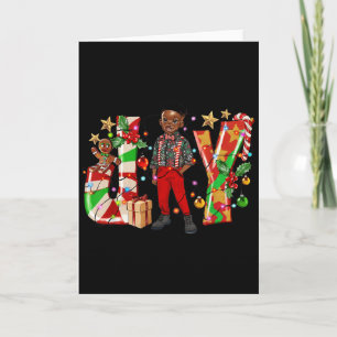 Merry Christmas Joy Afro Black Boy African America Card