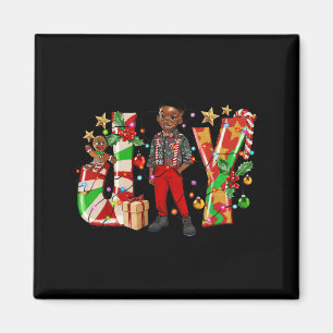Merry Christmas Joy Afro Black Boy African America Magnet