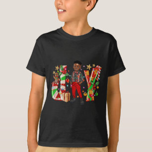 Merry Christmas Joy Afro Black Boy African America T-Shirt