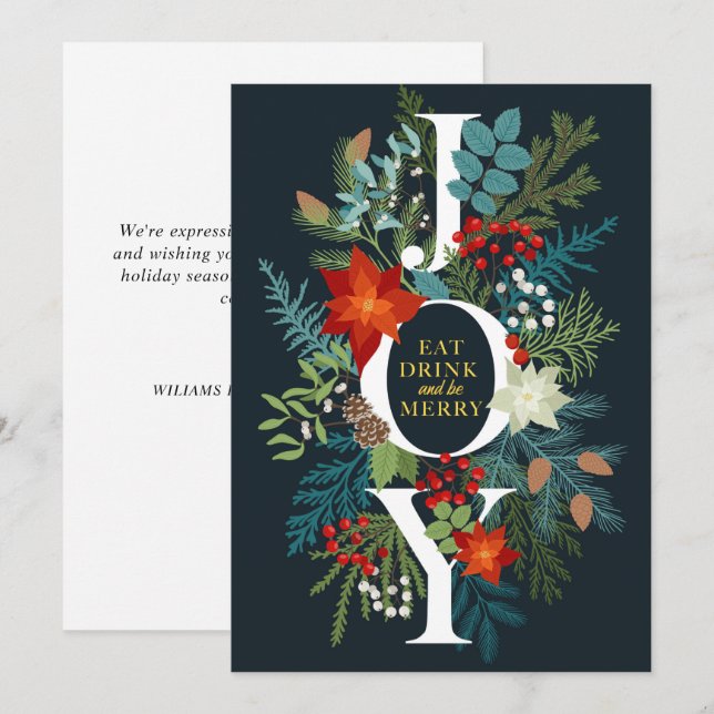 Merry Christmas JOY Corporate Greeting Holiday Card (Front/Back)
