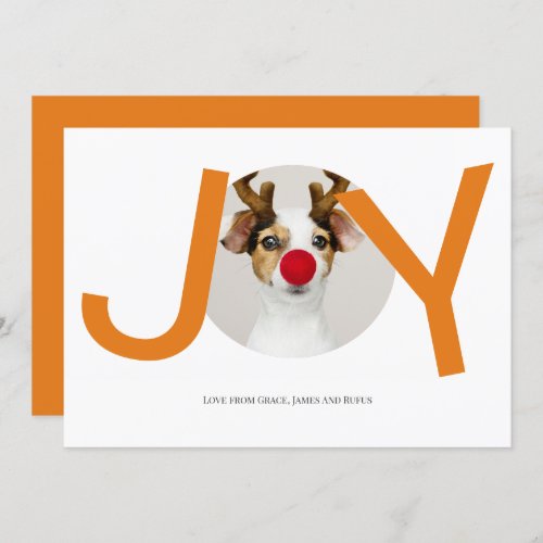 Merry Christmas Joy Orange Photo Card