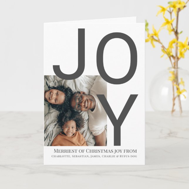 Merry Christmas Joy Personalized Photo Card (Yellow Flower)