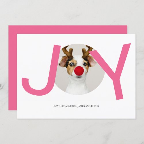 Merry Christmas Joy Pink Photo Card