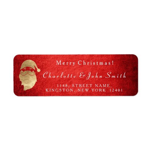 Merry Christmas Joy Red Gold Santa Claus Label