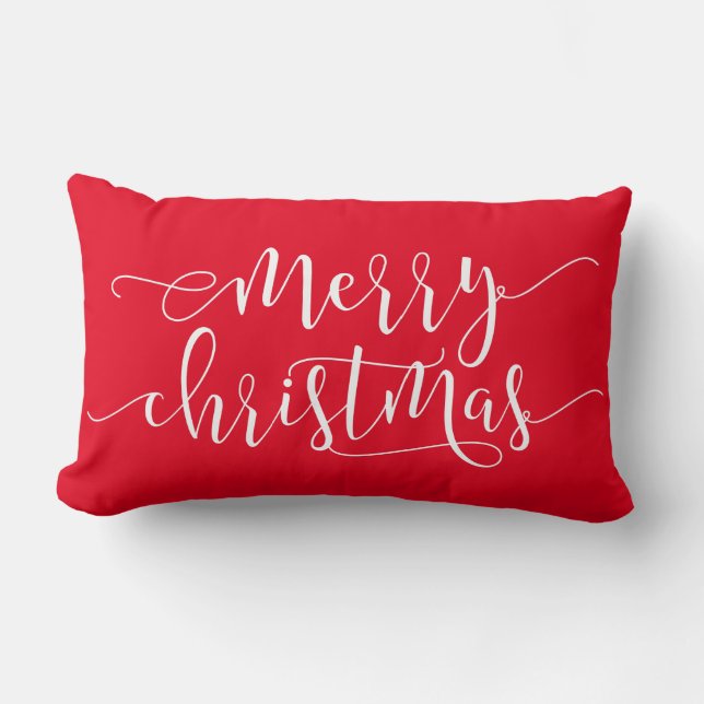 Merry Christmas,Joy Red Lumbar Pillow (Front)
