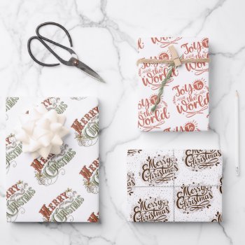Merry Christmas Joy To The World Vintage Holiday Wrapping Paper Sheets by Lovewhatwedo at Zazzle