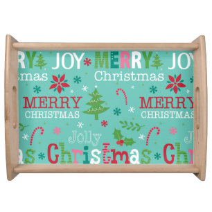Merry Christmas, Joy Typography Serving Tray