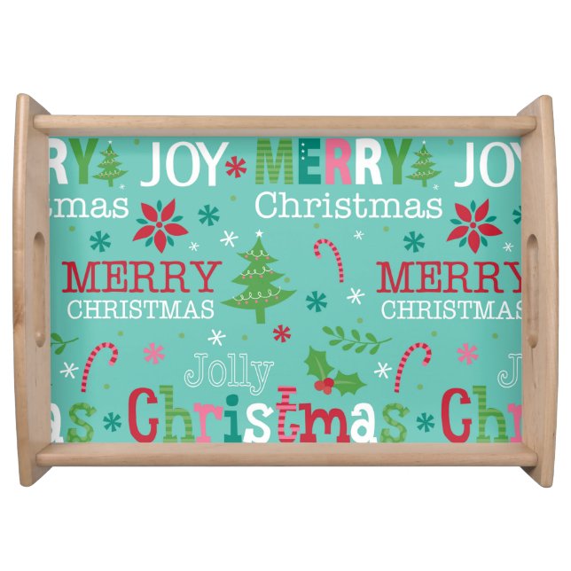 Merry Christmas, Joy Typography  Serving Tray (Front)