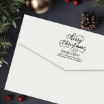 Merry Christmas Joyful Script Return Address Self-inking Stamp<br><div class="desc">Custom self-inking stamper features Merry Christmas in script writing with return address that can be personalized.</div>