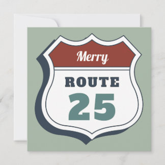 merry christmas july route 25 sign travel vintage invitation