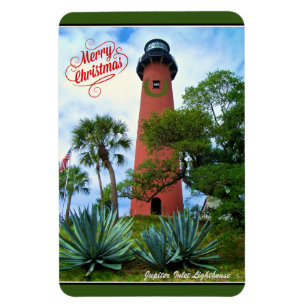 Merry Christmas Jupiter Inlet Lighthouse Florida  Magnet