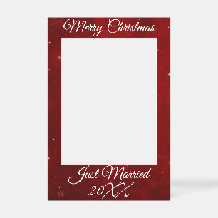 Merry Christmas Just Married Couple 1st Christmas  Selfie Frame