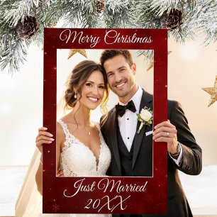 Merry Christmas Just Married Couple 1st Christmas Selfie Frame