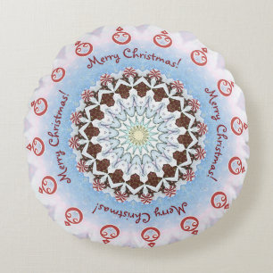 Merry Christmas Kaleidoscope  Round Pillow