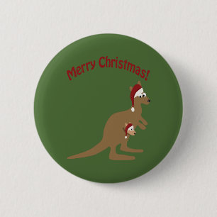 Merry Christmas Kangaroos Button