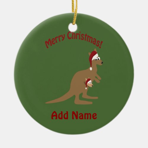 Merry Christmas Kangaroos Ceramic Ornament