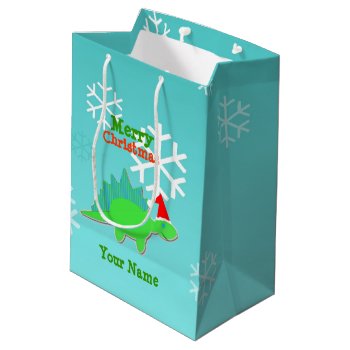Merry Christmas Kawaii Dinosaur Medium Gift Bag by dinoshop at Zazzle