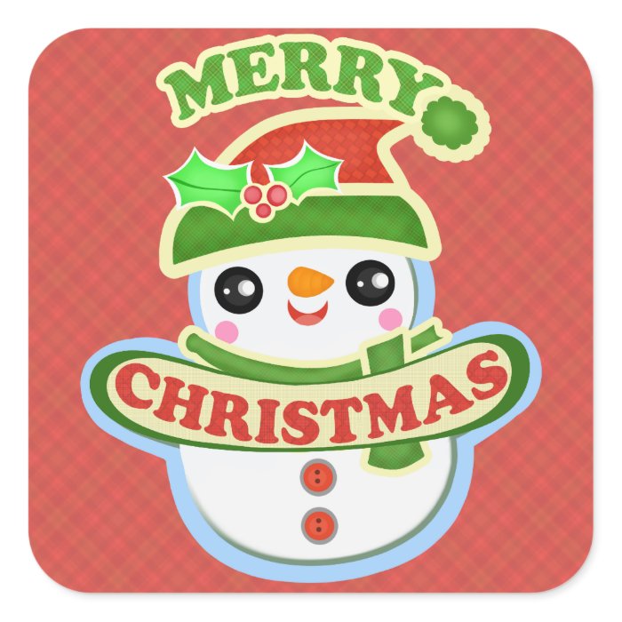 Merry Christmas Kawaii Snowman Gift Stickers