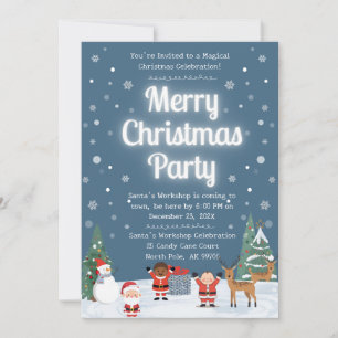 Merry Christmas Kids Party Santa Workshop Reindeer Invitation