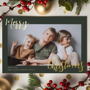 Merry Christmas Kids Photo Foil Holiday Card