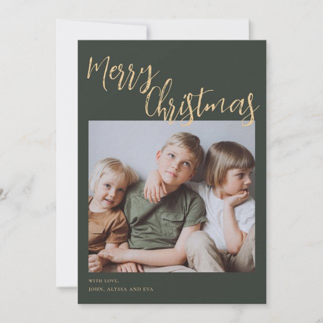 Merry Christmas Kids Photo Holiday Card (Front)